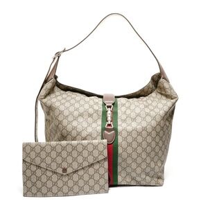 Gucci New Jackie GG Supreme Sherry Line Shoulder Bag, Brown